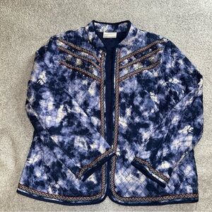 Alfred Dunner Blue Tie-Dye Embroidered lightweight jacket